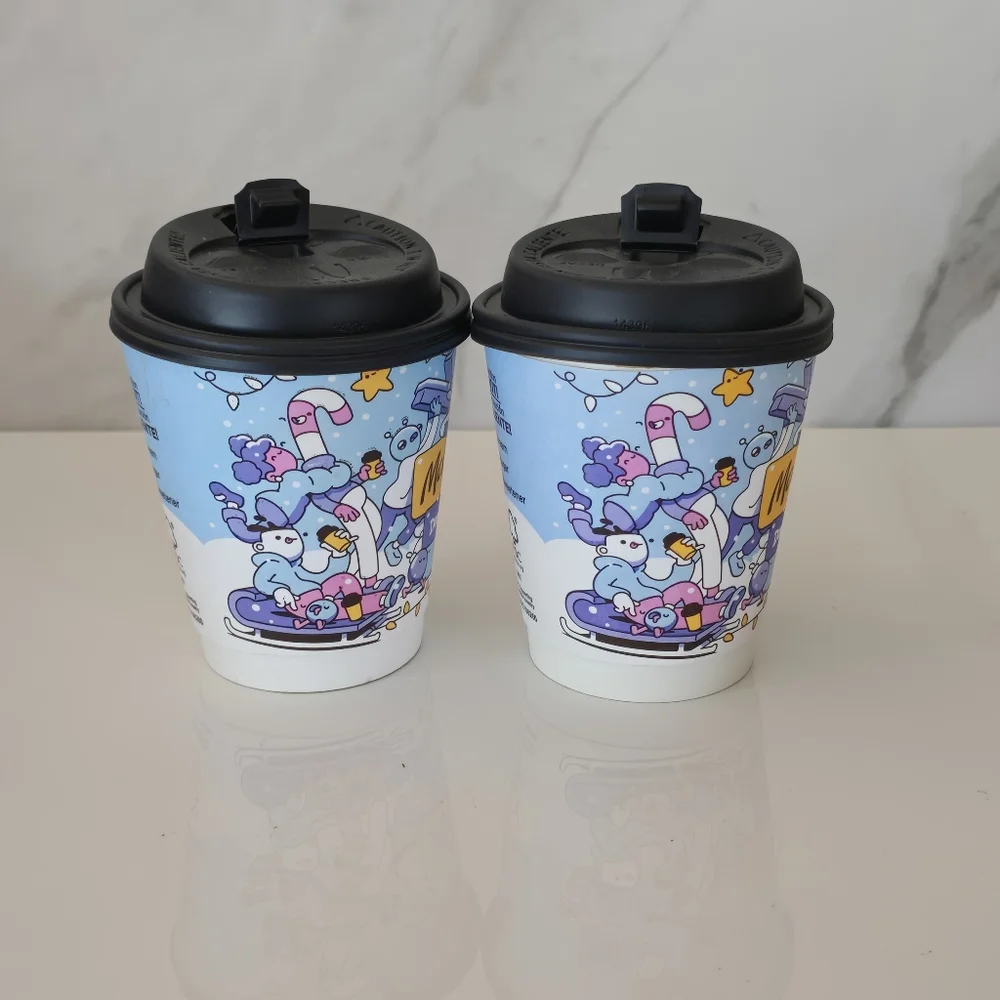 Mc Cafe Doodles Party Cups - Blue and Black Collectible coffee cups Small